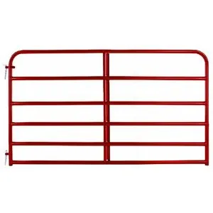 Red metal farm gate