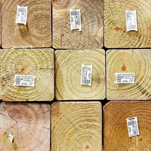 Square timber blocks with labels