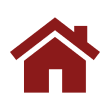 Red house icon on black background