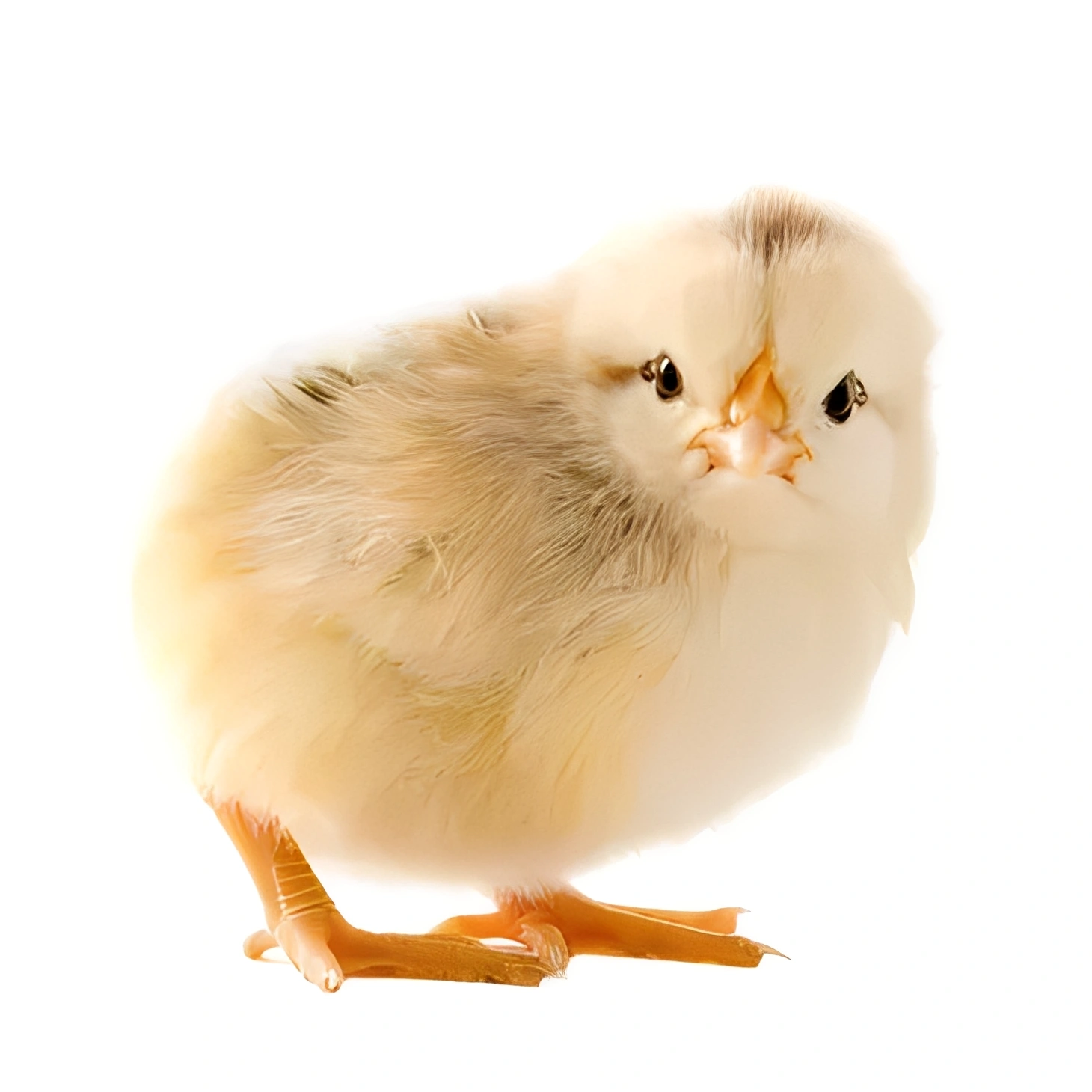 Cute yellow chick gazing forward