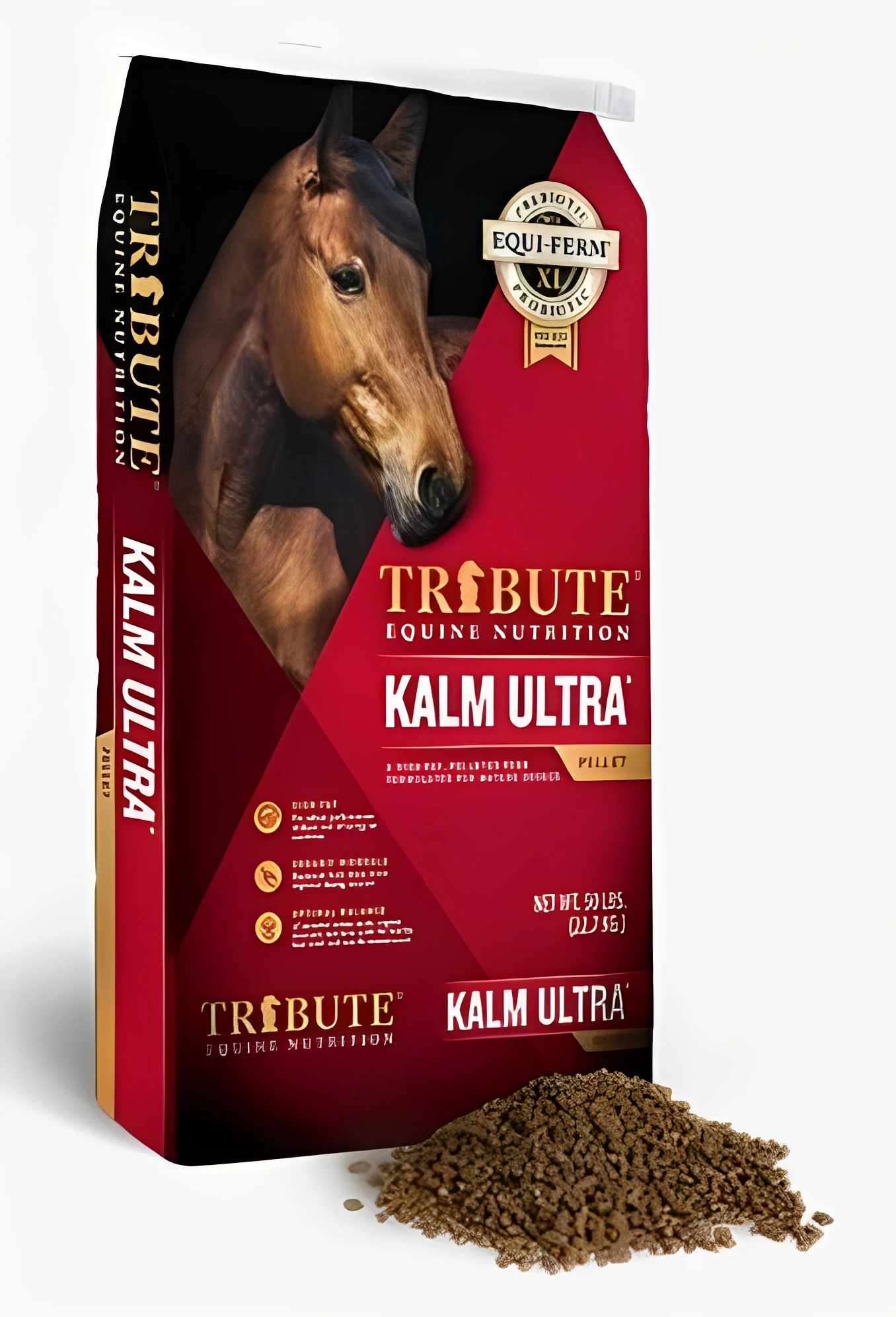 Horse feed bag with pellets
